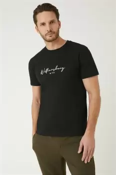 Image of Mens Black Short Sleeve Williamsburg Print T-Shirt
