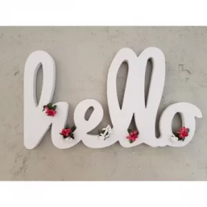 Image of Xmas Hello White Decorative Wooden Wall Accessory