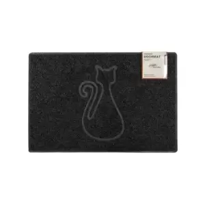 image of Oseasons Cat Small Embossed Doormat - Black