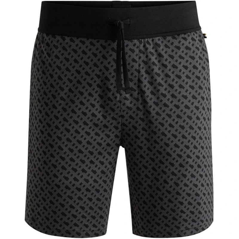Image of Boss Mens RelaxMono Jersey Relaxed Fit Fleece Jogger Shorts Black Mono 981 male S
