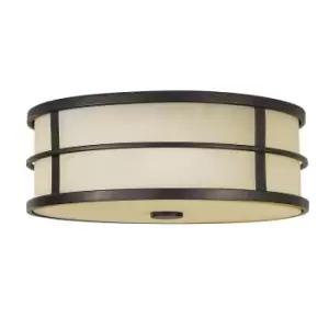 Image of 3 Bulb Flush Light Light Low Ceiling Grecian Bronze LED E27 60W Bulb