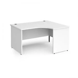 image of Dams International Right Hand Ergonomic Desk with White MFC Top and Graphite Panel Ends and Silver Frame Corner Post Legs Contract 25 1400 x 1200 x 72