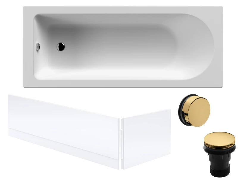 Image of Balterley Round 1700x700 Bath Set - Front & End Panels & Chrome Waste in White White Unisex
