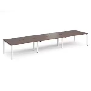 image of Dams Adapt triple back to back desks 4800mm x 1200mm - white frame, walnut top