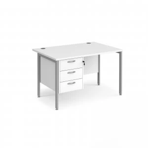 Image of Maestro 25 SL Straight Desk With 3 Drawer Pedestal 1200mm - Silver H f