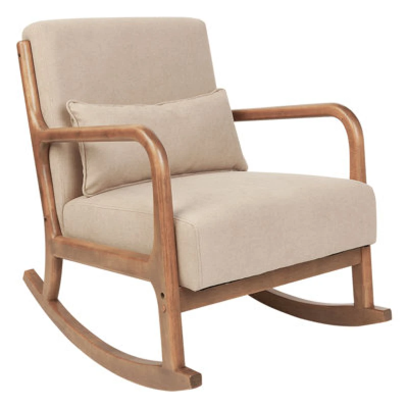 Image of Beliani Rocking Chair Skovde Fabric Beige