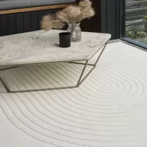 Image of Antibes Geometric 3D White Deco Vintage Flatweave Kitchen Indoor Outdoor Floor Mat Rug Medium Carpet 120 x 170cm (4'x5'6')