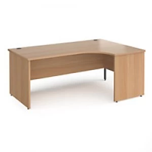 image of Dams International Right Hand Ergonomic Desk with Beech Coloured MFC Top and Graphite Panel Ends and Silver Frame Corner Post Legs Contract 25 1800 x