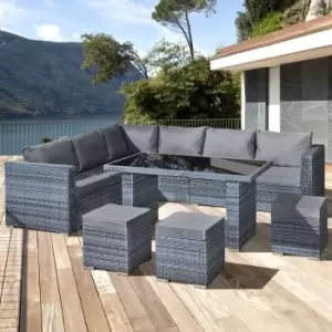 Image of Aruba Rattan 9 Seat Corner Dining Set in Ocean Grey