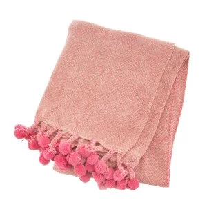 Image of Sass & Belle Nevada Pink Herringbone Blanket Throw