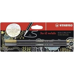 image of Stabilo Pen 68 Metallic Gd Sl Pack of 2