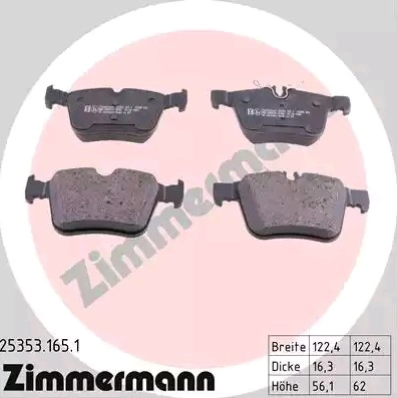Image of ZIMMERMANN 25353.165.1 Brake pad set Photo corresponds to scope of supply Brake Pad Set,disc brake (402)