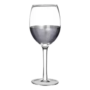 Image of Premier Housewares Set of 4 Small Wine Glasses - Silver Crosshatched Design