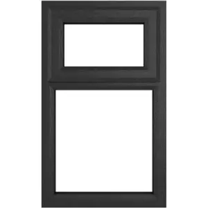 Image of Crystal Casement uPVC Window Top Hung Opening Over Fixed Light 1190mm x 1115mm Clear Double Glazing /White in Grey