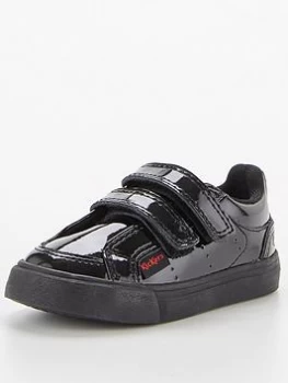 Image of Kickers Tovni Twin Velcro Patent Trainer - Black, Size 10 Younger