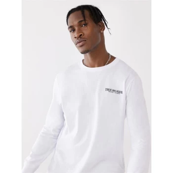 Image of True Religion Long Sleeve Logo Graphic T Shirt - White