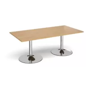 Image of Trumpet base rectangular boardroom table 2000mm x 1000mm - chrome base and oak top
