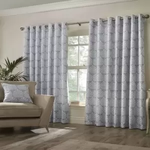 Image of Paoletti Horto Eyelet Curtains (46in x 72in) (Blue) - Blue
