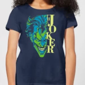 Image of DC Comics Batman Split Joker Stare Womens T-Shirt - Navy - L