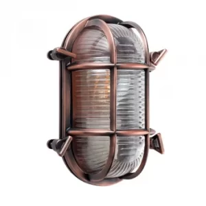 image of Bow IP64 Oval Bulkhead Wall Light in Copper