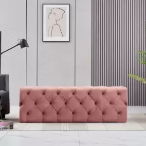 Image of Melia Velvet Large Rectangle Pouffe Ottoman Bench Footrest lux Design Button Detailed Pink