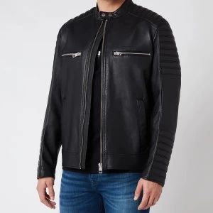 image of Hugo Boss Jakoby Leather Jacket Black Size M Men