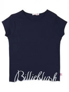 Image of Billieblush Girls Short Sleeve Embroidered Logo Hem T-Shirt - Navy