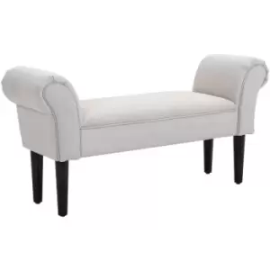 Image of Bed End Side Chaise Lounge Sofa Window Seat Arm Bench Wooden Leg velet (Grey) - Homcom