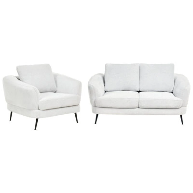 Image of Beliani Living Room Set 3 Seater Kjaer Fabric Off-White
