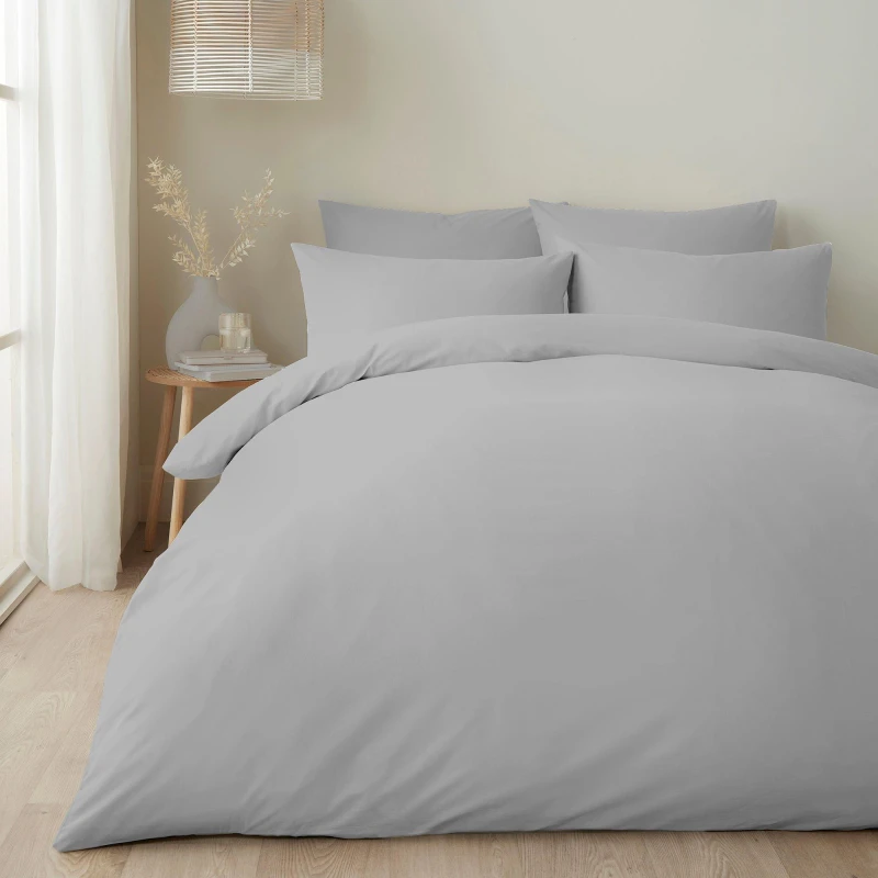 Image of Appletree 100% Pure Natural Cotton Duvet Cover Set - Silver Silver Superking