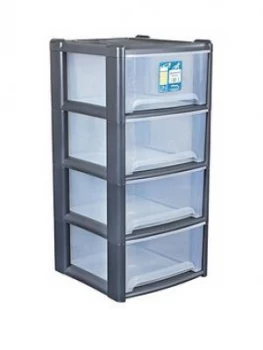 Image of Wham 4-Drawer Tower Storage Unit In Grey