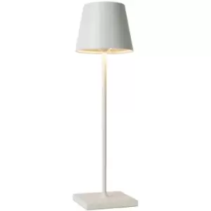 image of Lucide JUSTIN - Table Lamp Outdoor - Ø11cm - LED Dim. - 1x2,2W 3000K - IP54 - 3 StepDim - White