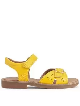 Start-rite Holiday Girls Leather Summer Sandals With Adjustable Staps - Yellow, Yellow, Size 9 Younger