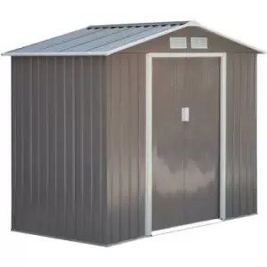 image of Outsunny - Garden Shed Storage Unit w/Locking Door Floor Foundation Vent Grey