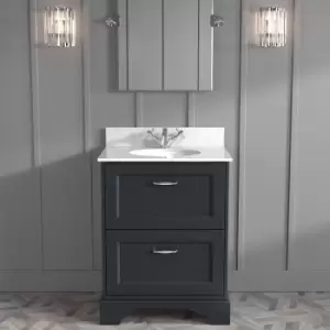 600mm Anthracite Freestanding Marble Top Vanity Unit with Basin - Ashbourne