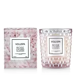 Image of Voluspa Rose Colored Glasses Embossed Glass Candle 6.5 oz.