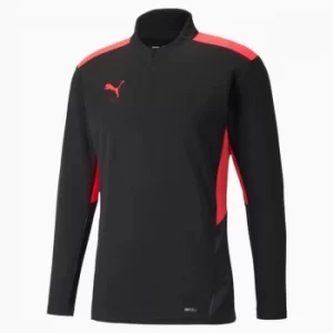 Image of PUMA Individualcup Training Quarter-Zip Mens Football Top Shirt, Black/Sunblaze, size 2X Large, Clothing