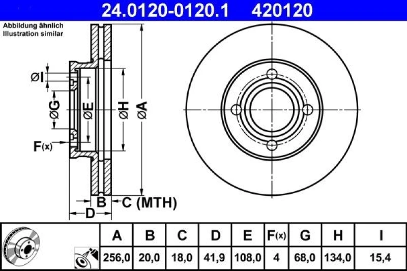 Image of ATE 24.0120-0120.1 Brake disc Vented, Coated, High-carbon Brake Disc (82)