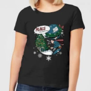 Image of DC Superman Peace On Earth Womens Christmas T-Shirt - Black