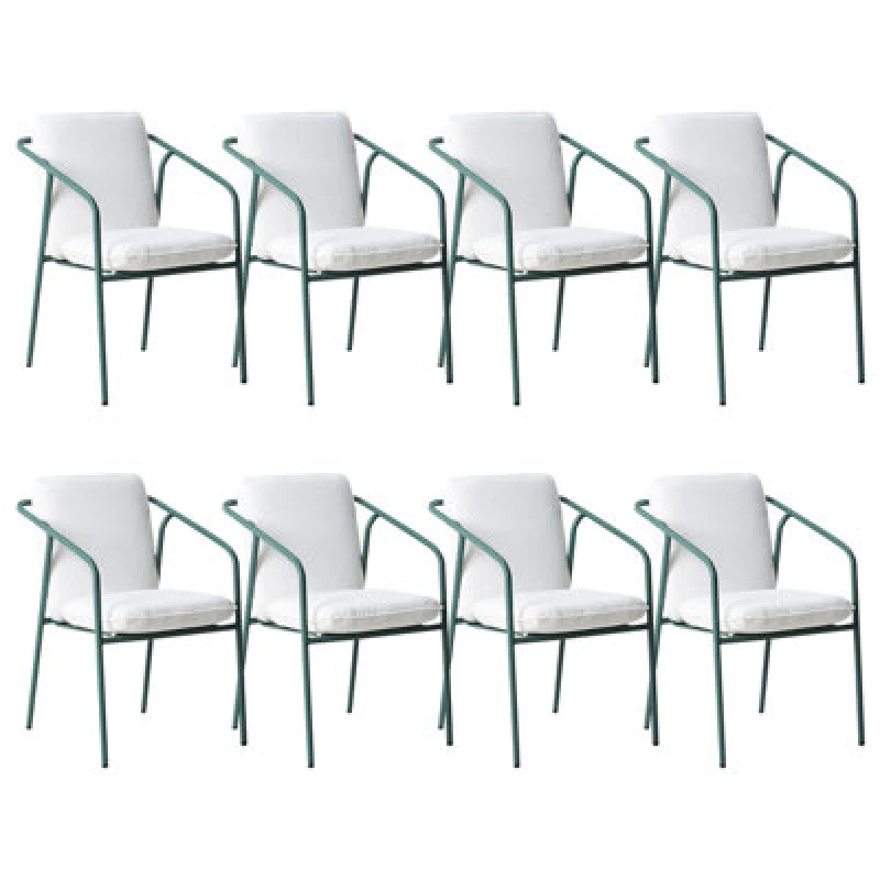 Image of Beliani Set Of 8 Garden Chairs With Cushions Asciano Metal Green