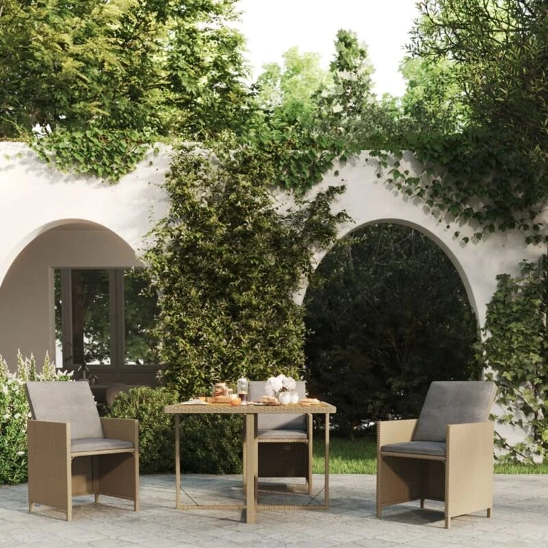 Image of VIDAXL Garden Table Beige 109x107x74cm Poly Rattan&Solid Wood Acacia Vidaxl 8720286667118