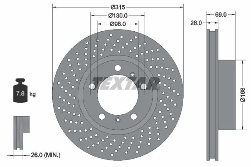 Image of Brake disc TEXTAR 92279905