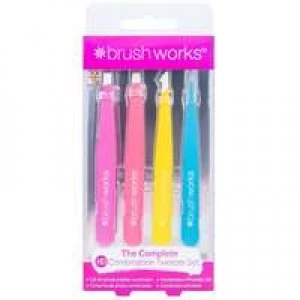 image of Brushworks Tweezers HD Combination Tweezer Set - Neon