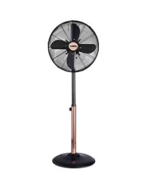 image of Tower Tower T6430000B Cavaletto 16&Rdquo; Metal Pedestal Fan With 3 Speed Settings And Copper Motor, 50W, Rose Gold And Black