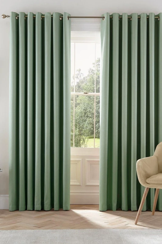 Image of Helena Springfield Helena Springfield 'Eden' Woven Lined Curtains in Light Green Size: 167cm width x 183cm drop Light Green 167cm width x 183cm drop