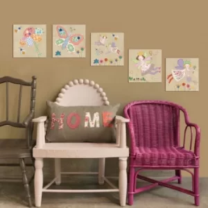 Image of MTB008 Cream Pink Blue White Green Decorative MDF Painting (5 Pieces)