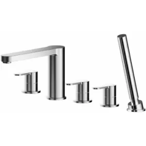 image of Arvan 5-Hole Pillar Mounted Bath Shower Mixer Tap - Chrome - Nuie