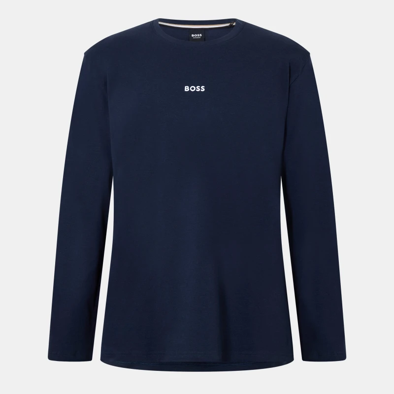Image of Boss Mens Holiday Set Cotton Long Sleeve Pyjama Set Blue Cheq 460 male S