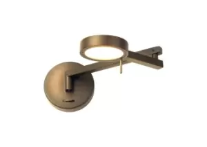 Image of Adjustable Swing Arm Wall Lamp , Reader, 1 x 8W LED, 3000K, Antique Brass