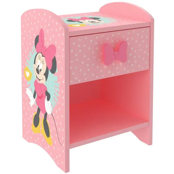 image of Minnie Mouse Pink Bedside Table 35cm l x 30 w x 48cm h - Pink - Disney